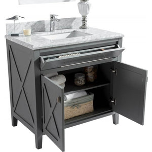 Wimbledon 36" Grey Bathroom Vanity with Matte White VIVA Stone Solid Surface Countertop - 313YG319-36G-MW