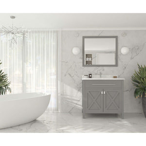 Wimbledon 36" Grey Bathroom Vanity with White Carrara Marble Countertop - 313YG319-36G-WC