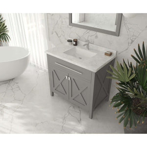 Wimbledon 36" Grey Bathroom Vanity with White Carrara Marble Countertop - 313YG319-36G-WC