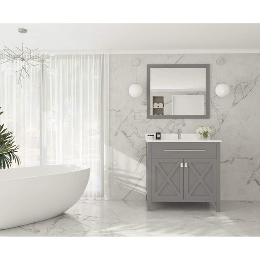 Wimbledon 36" Grey Bathroom Vanity with White Quartz Countertop - 313YG319-36G-WQ
