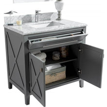 Load image into Gallery viewer, Wimbledon 36&quot; Grey Bathroom Vanity with White Stripes Marble Countertop - 313YG319-36G-WS
