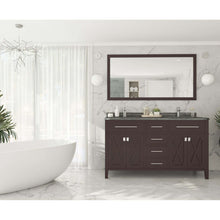 Load image into Gallery viewer, Wimbledon 60&quot; Brown Double Sink Bathroom Vanity with Black Wood Marble Countertop - 313YG319-60B-BW