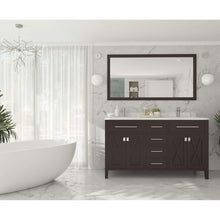 Load image into Gallery viewer, Wimbledon 60&quot; Brown Double Sink Bathroom Vanity with White Carrara Marble Countertop - 313YG319-60B-WC