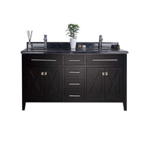 Load image into Gallery viewer, Wimbledon 60&quot; Espresso Double Sink Bathroom Vanity with Black Wood Marble Countertop - 313YG319-60E-BW