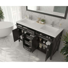 Load image into Gallery viewer, Wimbledon 60&quot; Espresso Double Sink Bathroom Vanity with Matte White VIVA Stone Solid Surface Countertop - 313YG319-60E-MW