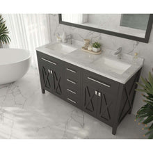 Load image into Gallery viewer, Wimbledon 60&quot; Espresso Double Sink Bathroom Vanity with White Carrara Marble Countertop - 313YG319-60E-WC