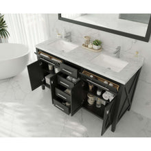 Load image into Gallery viewer, Wimbledon 60&quot; Espresso Double Sink Bathroom Vanity with White Carrara Marble Countertop - 313YG319-60E-WC
