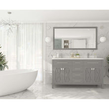 Load image into Gallery viewer, Wimbledon 60&quot; Grey Double Sink Bathroom Vanity with White Carrara Marble Countertop - 313YG319-60G-WC