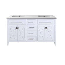 Load image into Gallery viewer, Wimbledon 60&quot; White Double Sink Bathroom Vanity with Matte White VIVA Stone Solid Surface Countertop - 313YG319-60W-MW