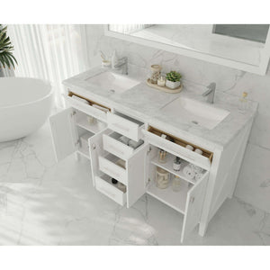 Wimbledon 60" White Double Sink Bathroom Vanity Cabinet - 313YG319-60W