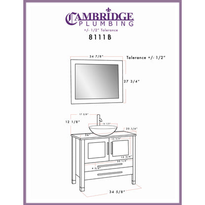 36" Solid Wood Vanity Set with Polished Chrome Plumbing - 8111-B