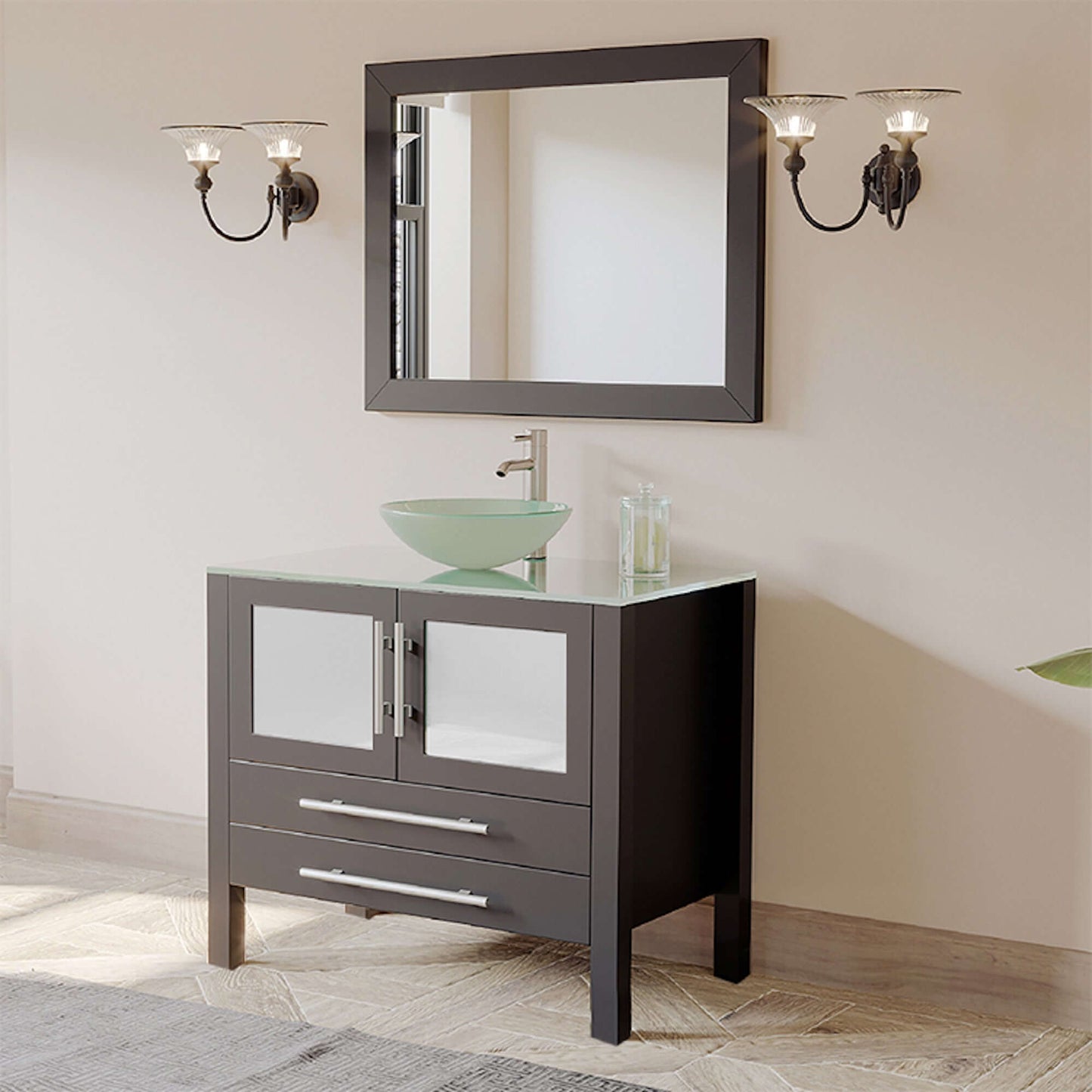 36" Solid Wood Vanity Set with Polished Chrome Plumbing - 8111-B