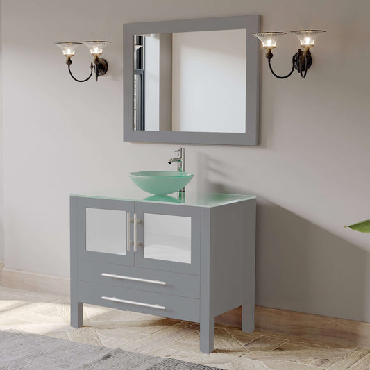 36" Grey Vanity Set with Polished Chrome Plumbing - 8111B-G