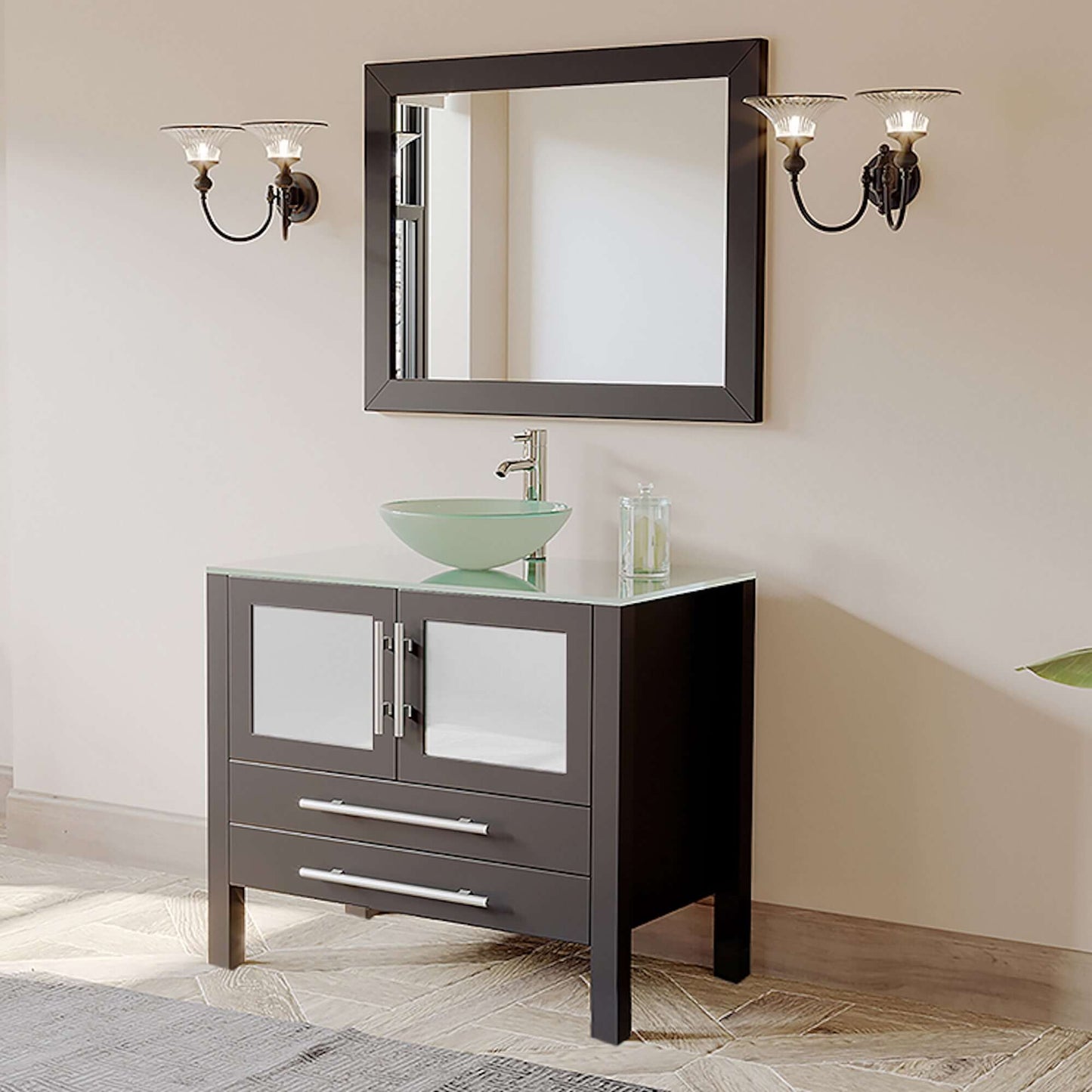 36" Solid Wood Vanity Set with Polished Chrome Plumbing - 8111-B