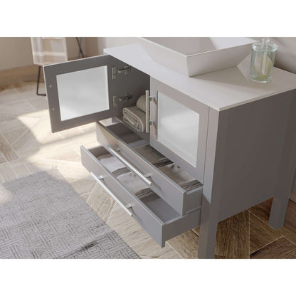 36" Grey Vanity Set with Polished Chrome Plumbing - 8111G