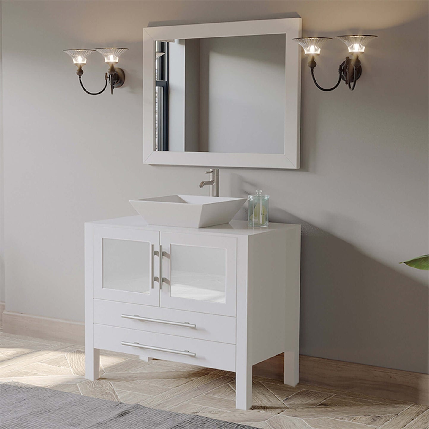 36" Solid Wood Vanity Set with Chrome Plumbing - 8111W