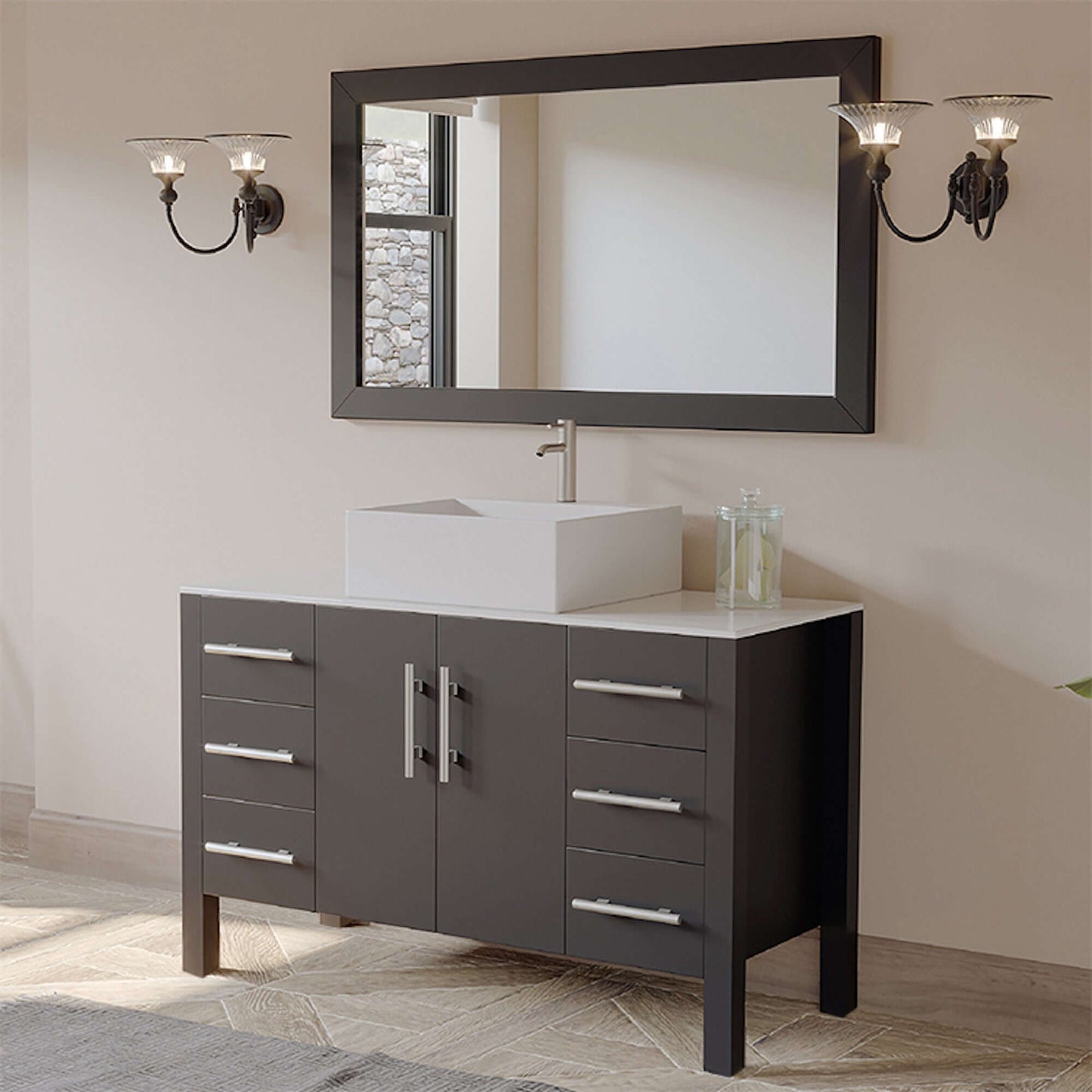 48" Espresso Bathroom Vanity Set with Polished Chrome Plumbing - 8116