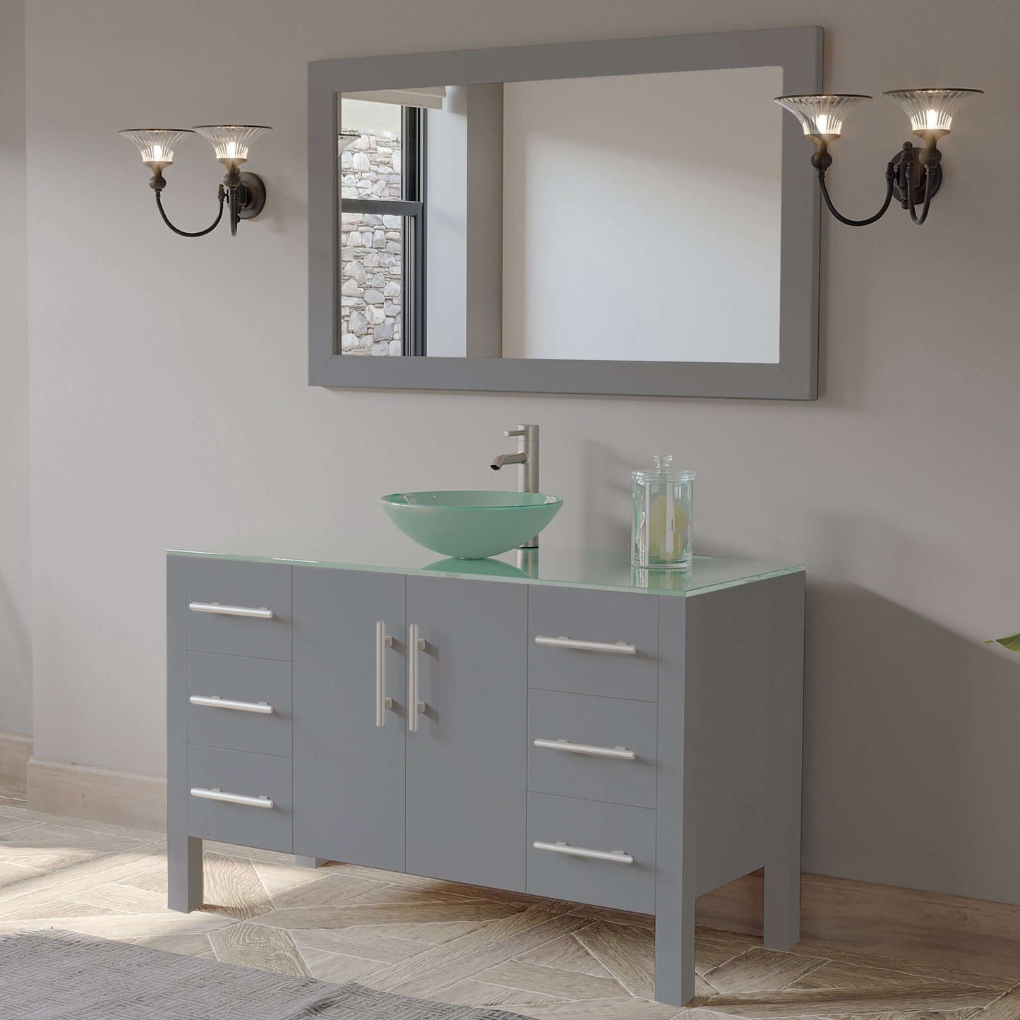 48" Grey Vanity Set with Polished Chrome Plumbing - 8116B-G