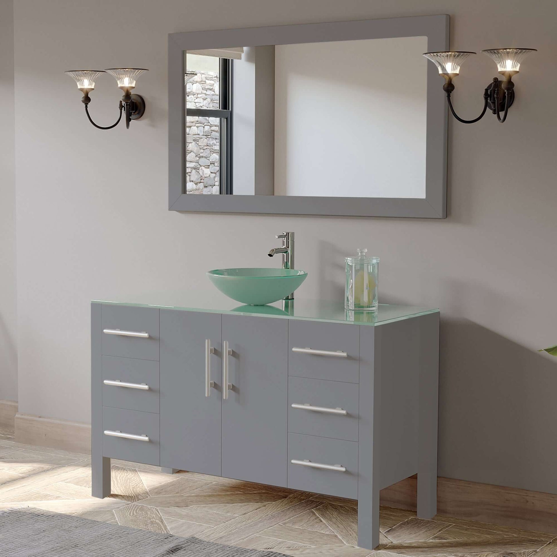 48" Grey Vanity Set with Polished Chrome Plumbing - 8116B-G