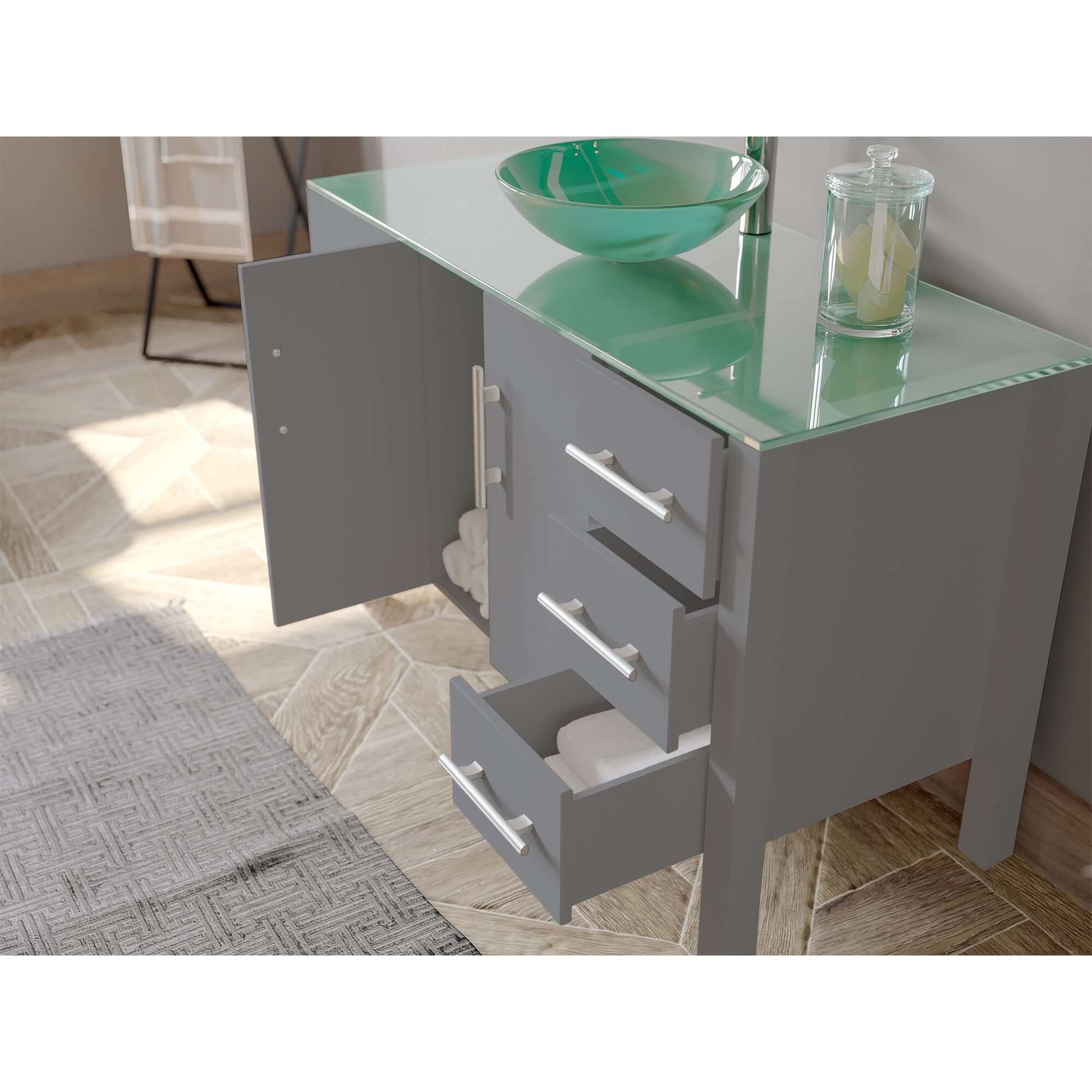 48" Grey Vanity Set with Polished Chrome Plumbing - 8116B-G