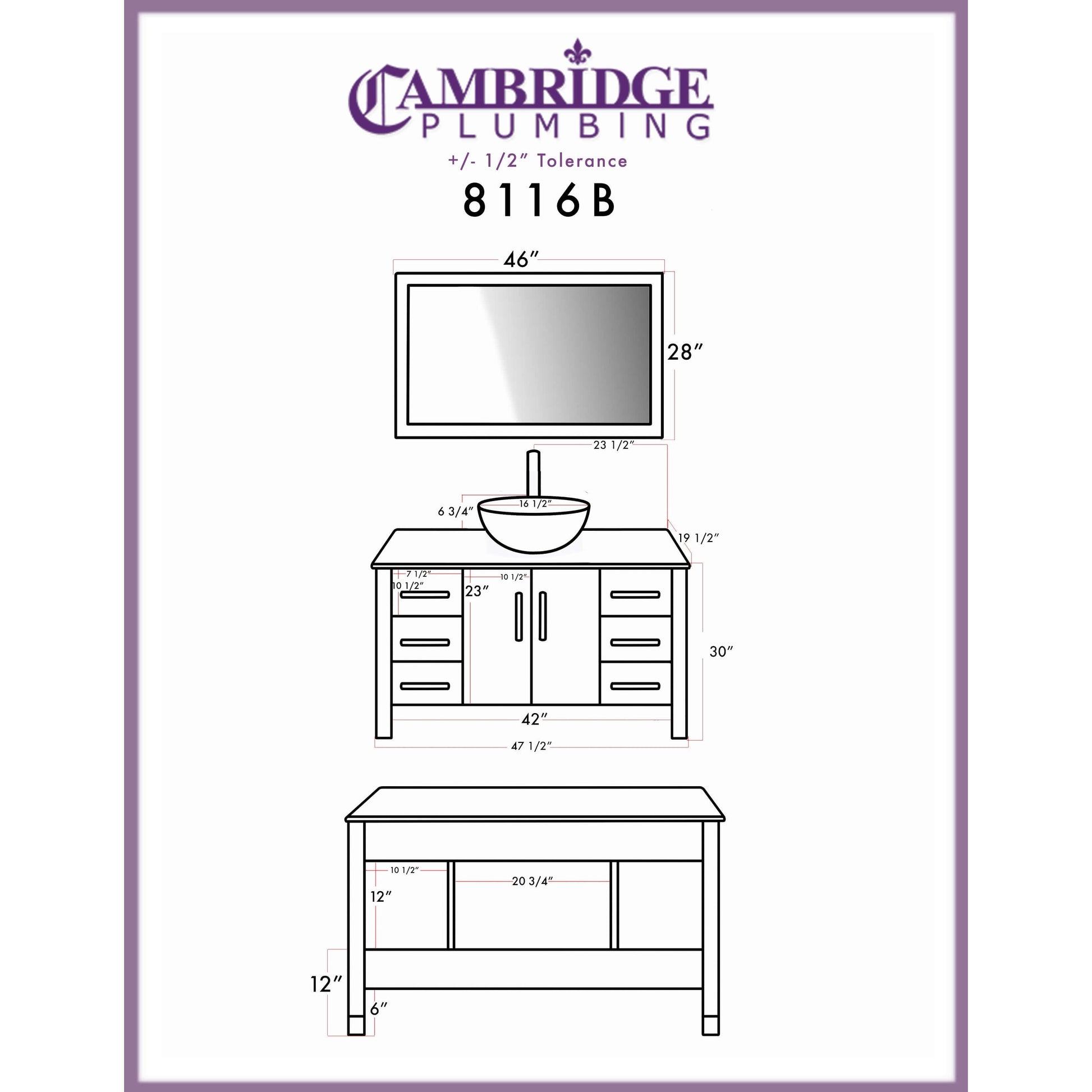 48" Grey Vanity Set with Polished Chrome Plumbing - 8116B-G