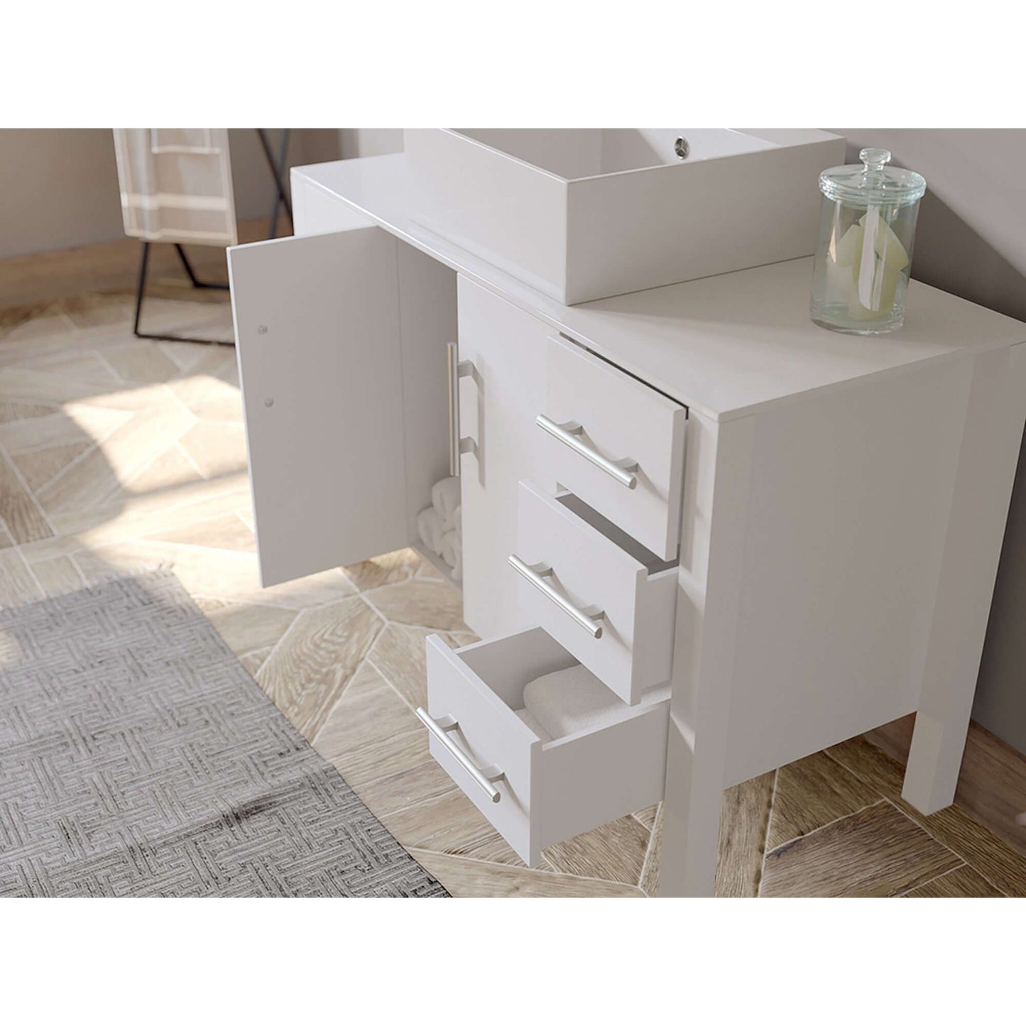 48" White Vanity Set with Polished Chrome Plumbing - 8116W