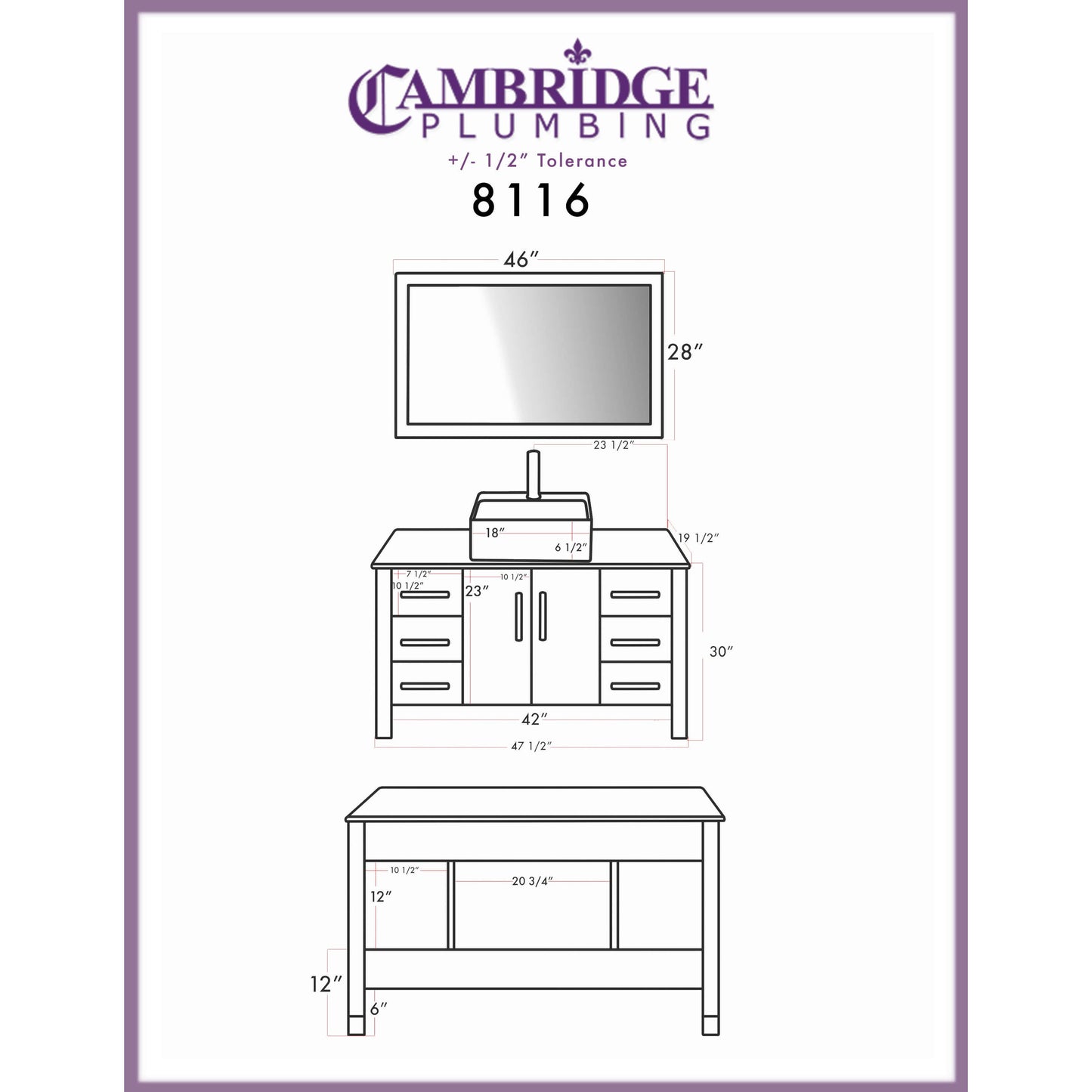 48" White Vanity Set with Polished Chrome Plumbing - 8116W