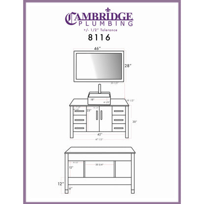 48" White Vanity Set with Polished Chrome Plumbing - 8116W