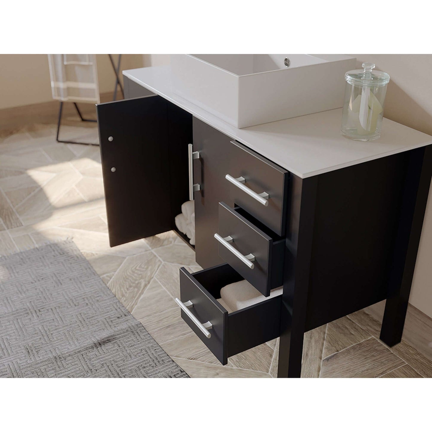 48" Espresso Bathroom Vanity Set with Polished Chrome Plumbing - 8116