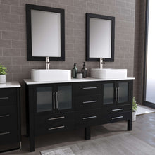 Load image into Gallery viewer, 63&quot; Double Sink Vanity Set with White Porcelain Vessel Sinks and Polished Chrome Pluming - 8119
