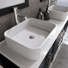 Load image into Gallery viewer, 63&quot; Double Sink Vanity Set with White Porcelain Vessel Sinks and Polished Chrome Pluming - 8119