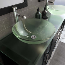 Load image into Gallery viewer, 63&quot; Double Sink Vanity Set with Glass Vessel Sinks and Polished Chrome Pluming - 8119-B