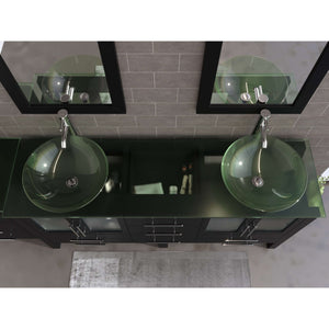 63" Double Sink Vanity Set with Glass Vessel Sinks and Polished Chrome Pluming - 8119-B