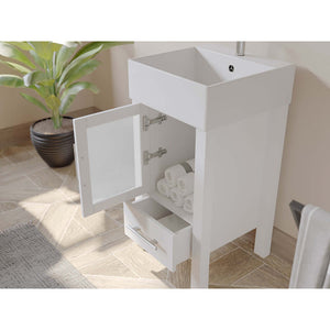 18" White Single Sink Vanity with Polished Chrome Plumbing - 8137W