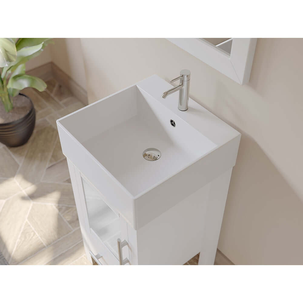 18" White Single Sink Vanity with Polished Chrome Plumbing - 8137W