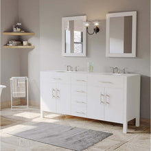 Load image into Gallery viewer, 72&quot; White Solid Wood and Porcelain Double Vanity Set - 8162W