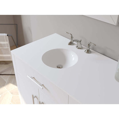 72" White Solid Wood and Porcelain Double Vanity Set - 8162W