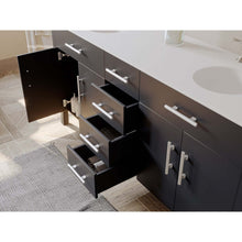 Load image into Gallery viewer, 72&quot; Espresso Solid Wood and Porcelain Double Vanity Set - 8162