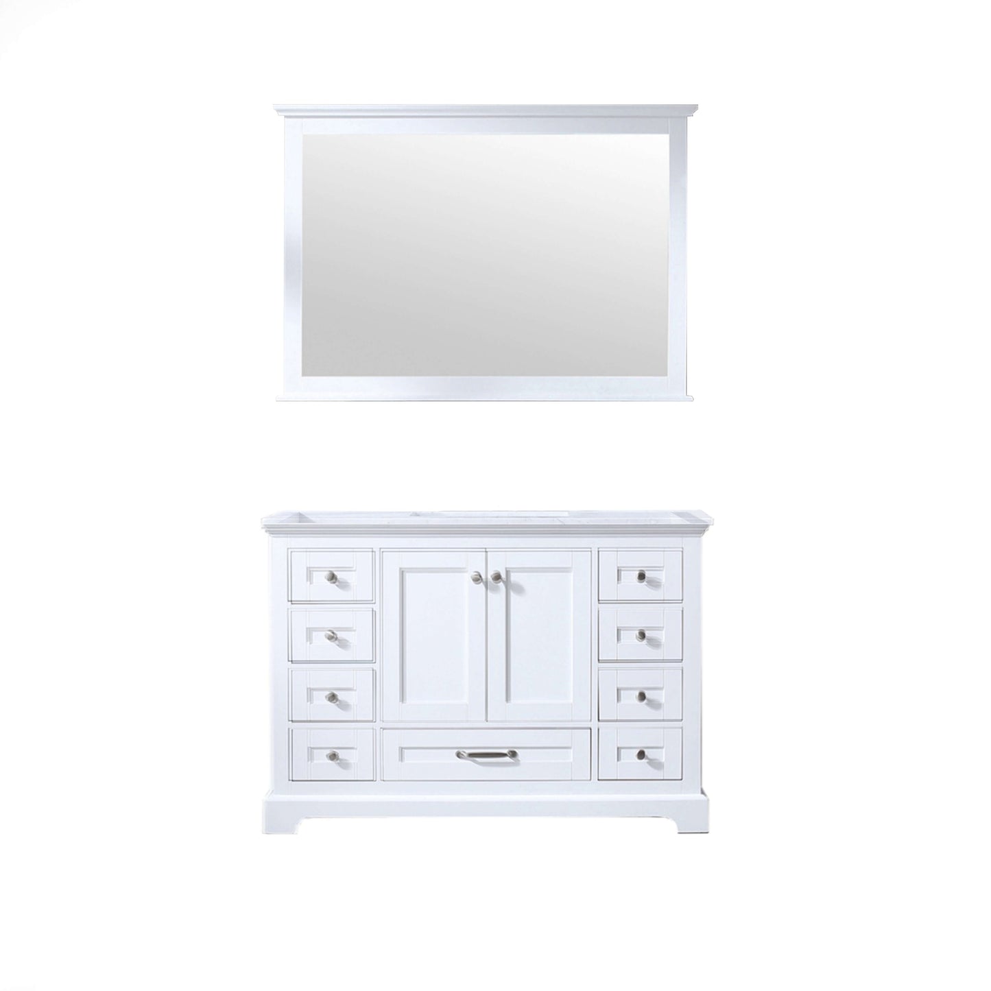 Dukes 48" White Single Vanity, no Top and 46" Mirror - LD342248SA00M46