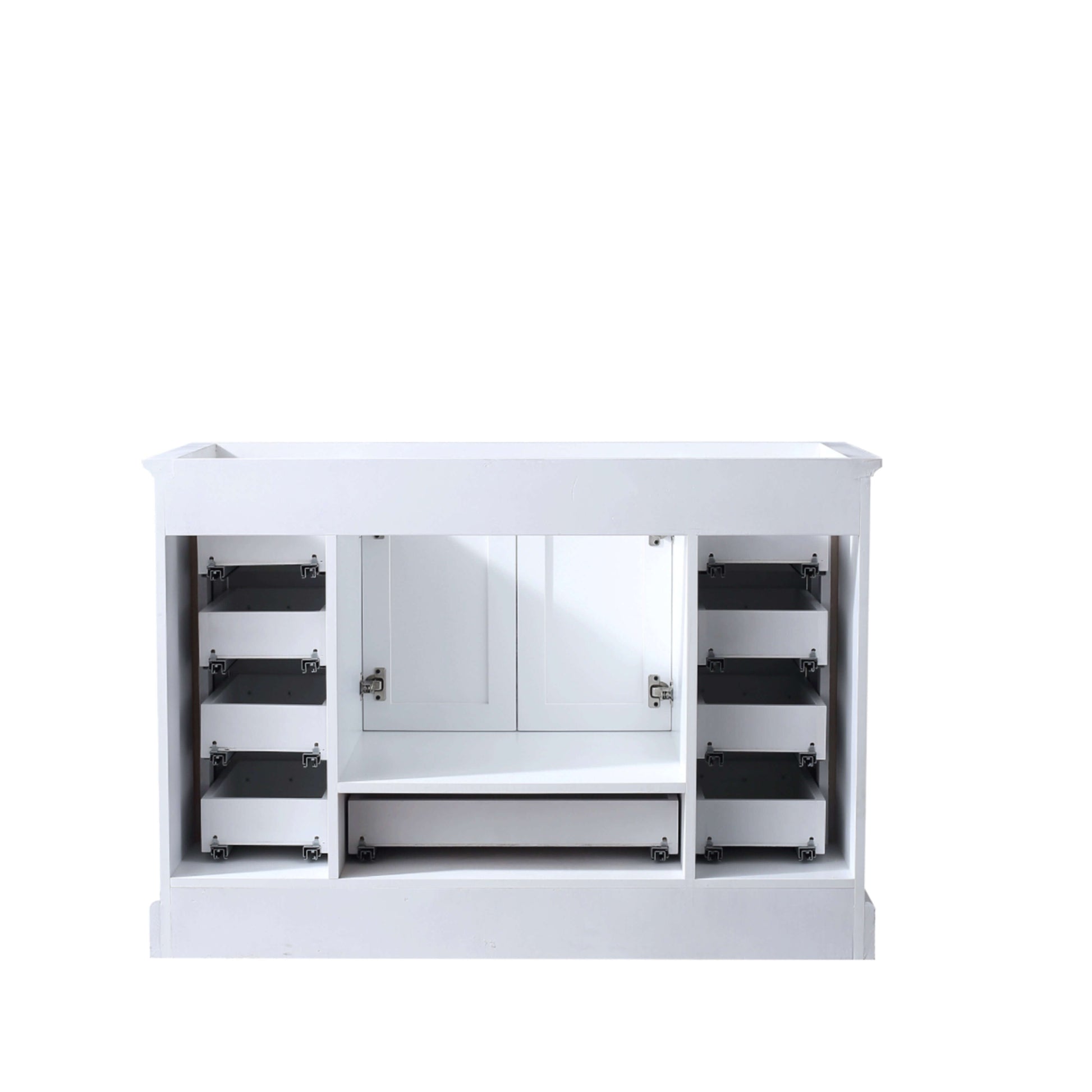 Dukes 48" White Single Vanity, White Carrara Marble Top, White Square Sink and no Mirror - LD342248SADS000