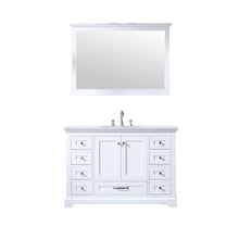 Load image into Gallery viewer, Dukes 48&quot; White Single Vanity, White Quartz Top, White Square Sink and 46&quot; Mirror - LD342248SAWQM46