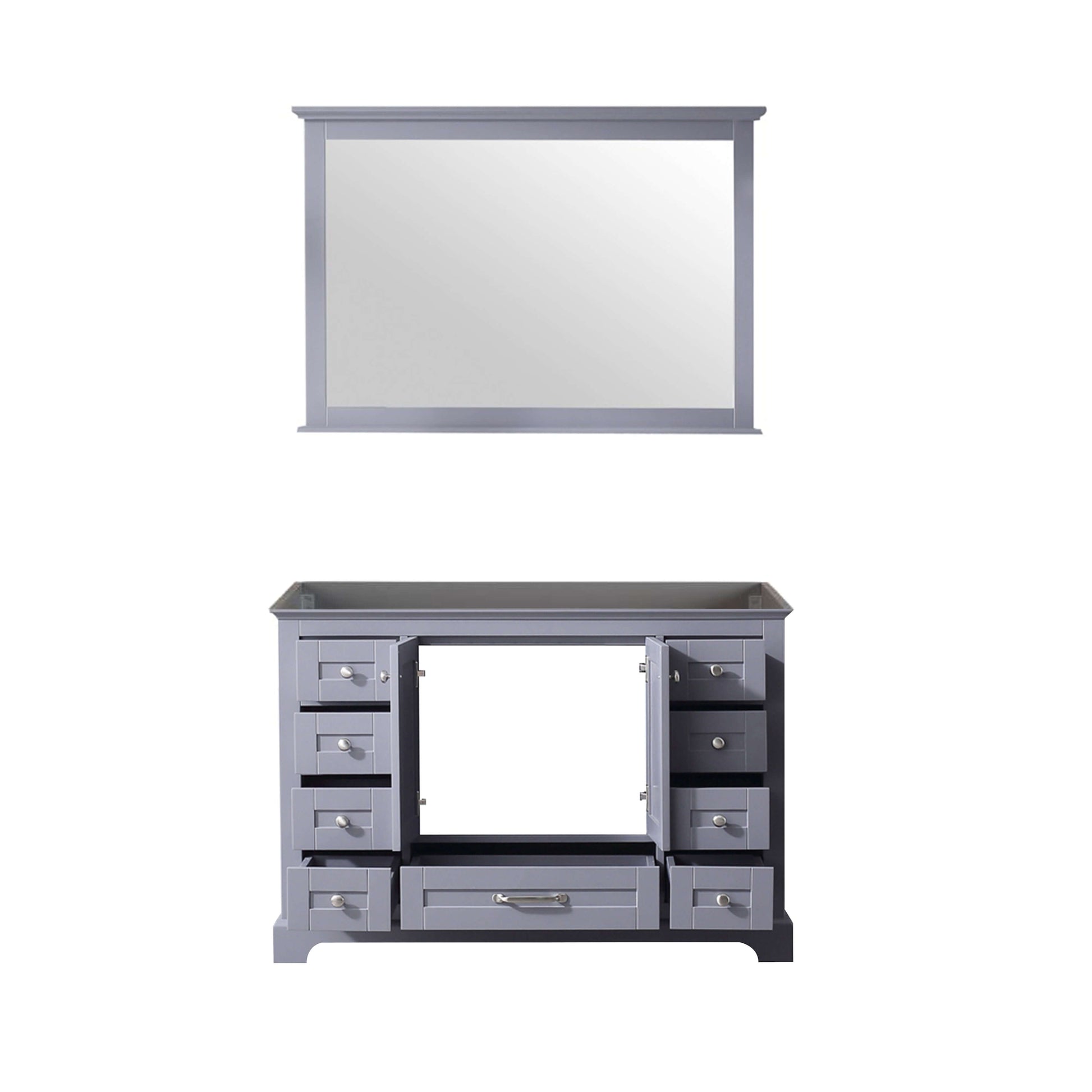 Dukes 48" Dark Grey Single Vanity, no Top and 46" Mirror - LD342248SB00M46