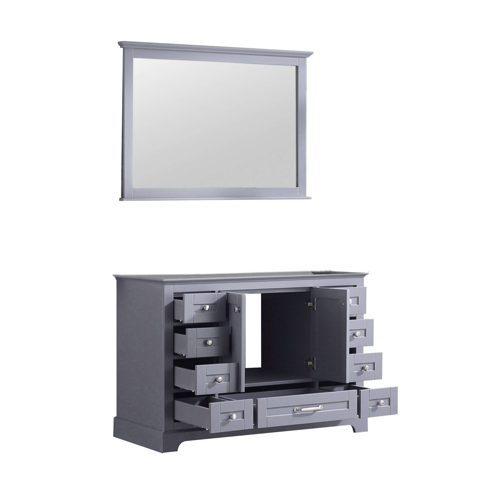 Dukes 48" Dark Grey Single Vanity, no Top and 46" Mirror - LD342248SB00M46