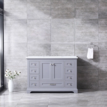 Dukes 48" Dark Grey Single Vanity, White Carrara Marble Top, White Square Sink and no Mirror - LD342248SBDS000