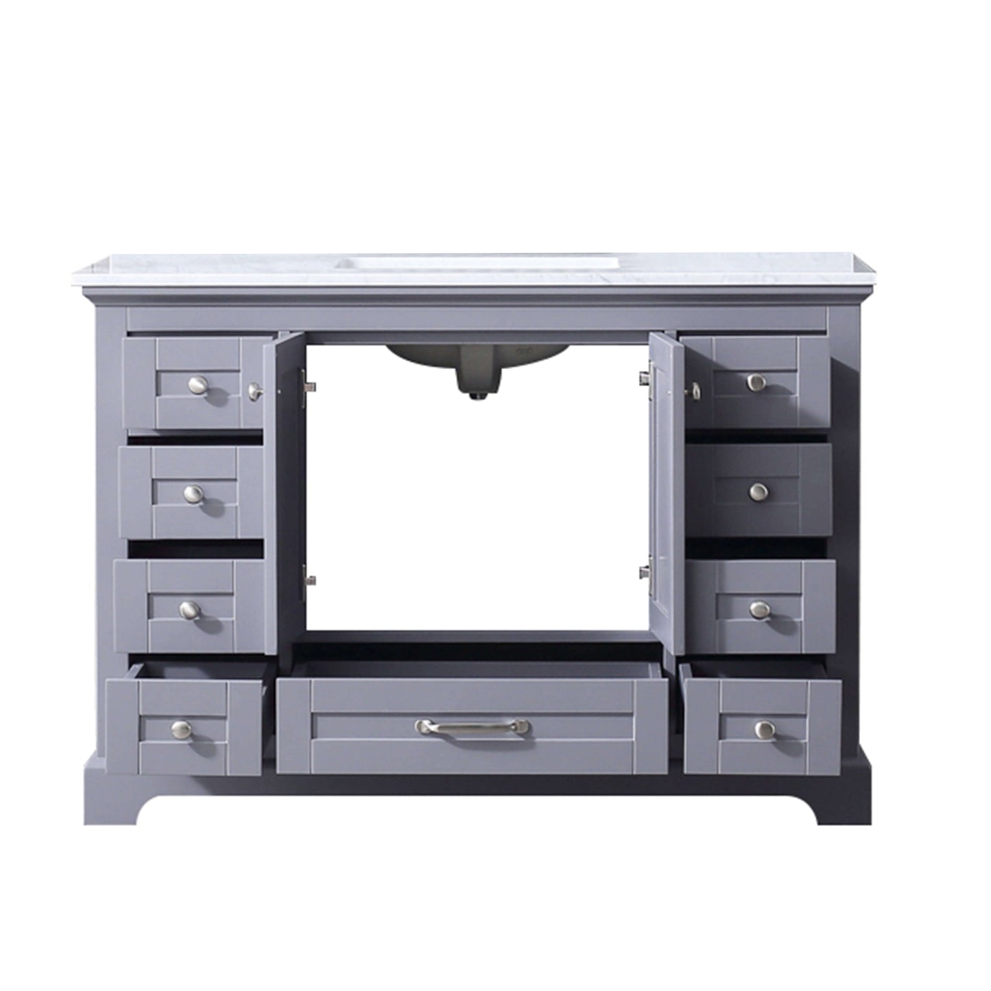 Dukes 48" Dark Grey Single Vanity, White Carrara Marble Top, White Square Sink and no Mirror - LD342248SBDS000