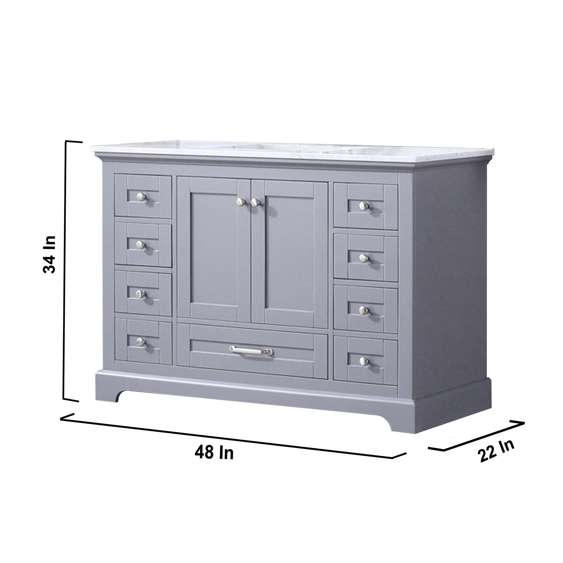 Dukes 48" Dark Grey Single Vanity, White Carrara Marble Top, White Square Sink and no Mirror - LD342248SBDS000