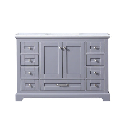 Dukes 48" Dark Grey Single Vanity, White Carrara Marble Top, White Square Sink and no Mirror - LD342248SBDS000