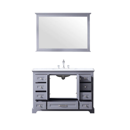 Dukes 48" Dark Grey Single Vanity, White Carrara Marble Top, White Square Sink and 46" Mirror - LD342248SBDSM46