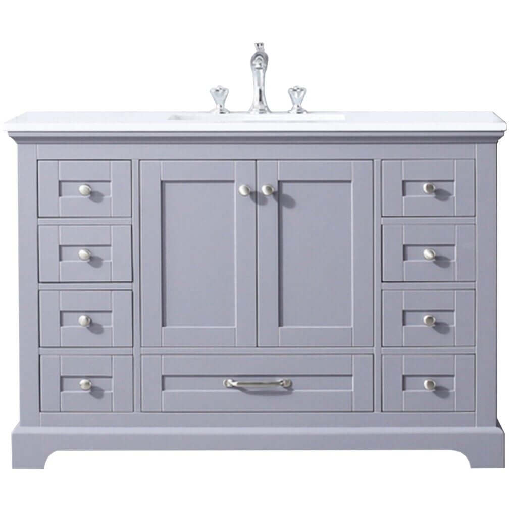 Dukes 48" Dark Grey Single Vanity, White Quartz Top, White Square Sink and no Mirror - LD342248SBWQ000