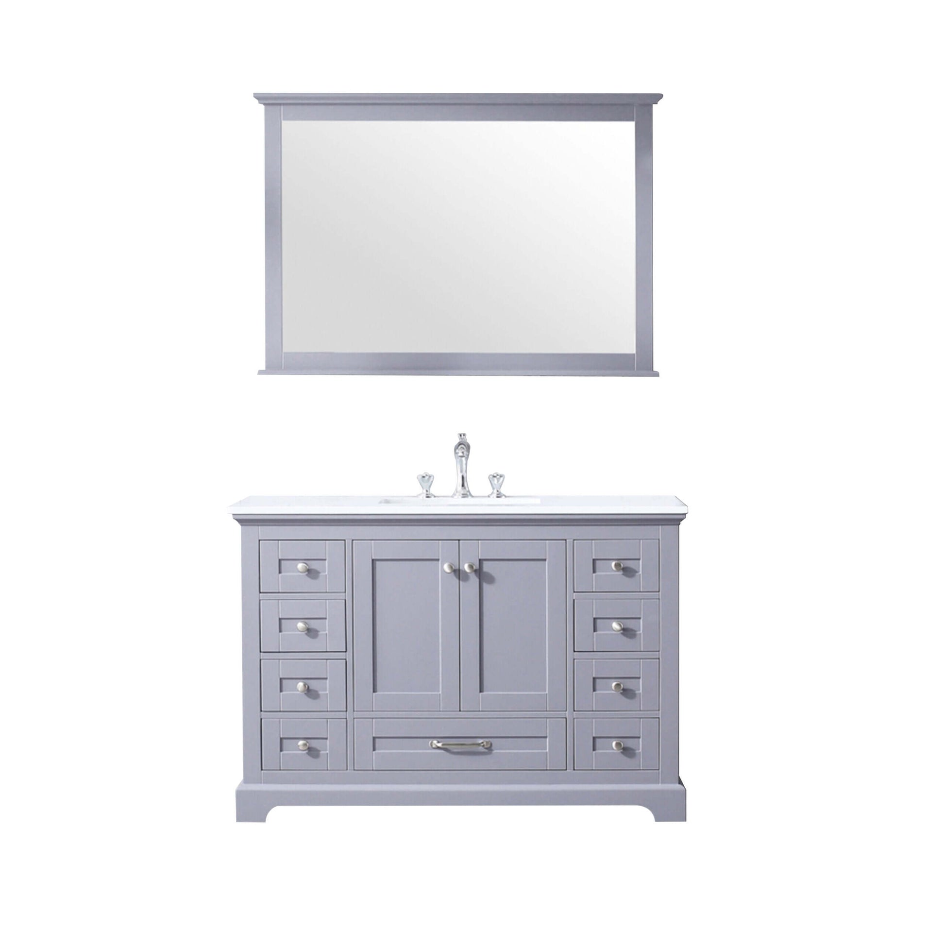 Dukes 48" Dark Grey Single Vanity, White Quartz Top, White Square Sink and 46" Mirror - LD342248SBWQM46